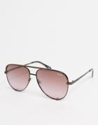 Quay High Key Mini Womens Aviator Sunglasses In Bronze-brown
