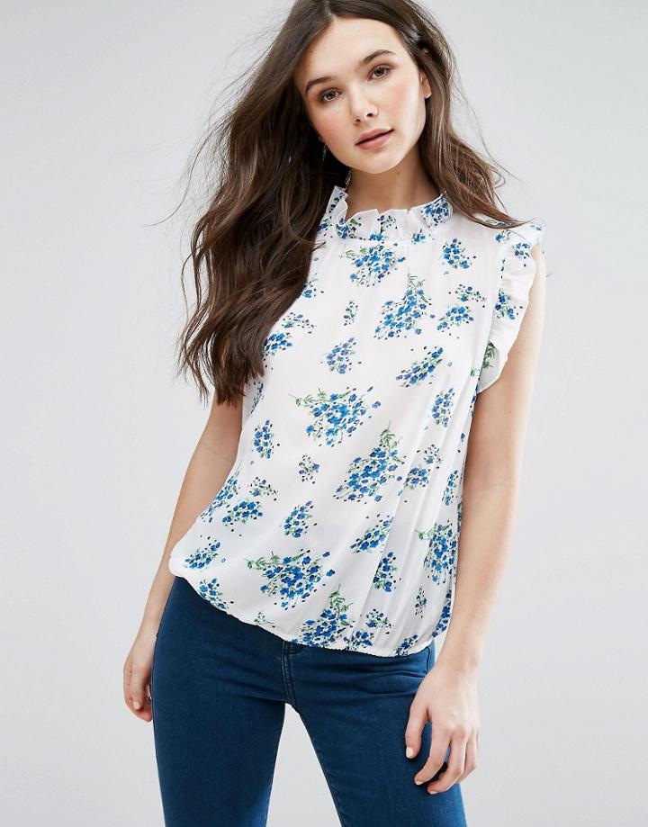Qed London Floral Top - Blue