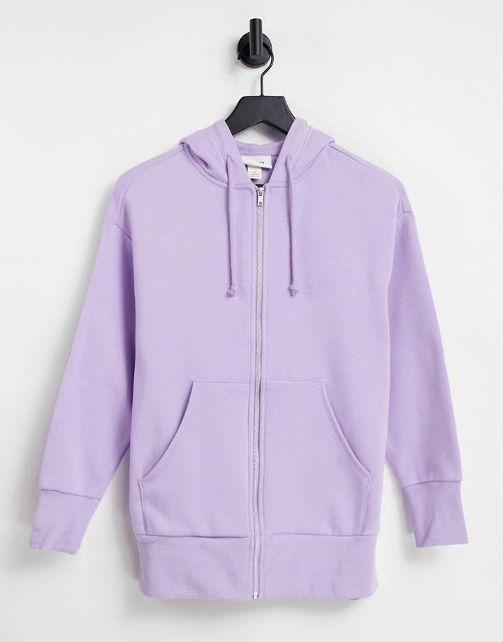 Monki Organic Cotton Zip Up Hoodie In Purple