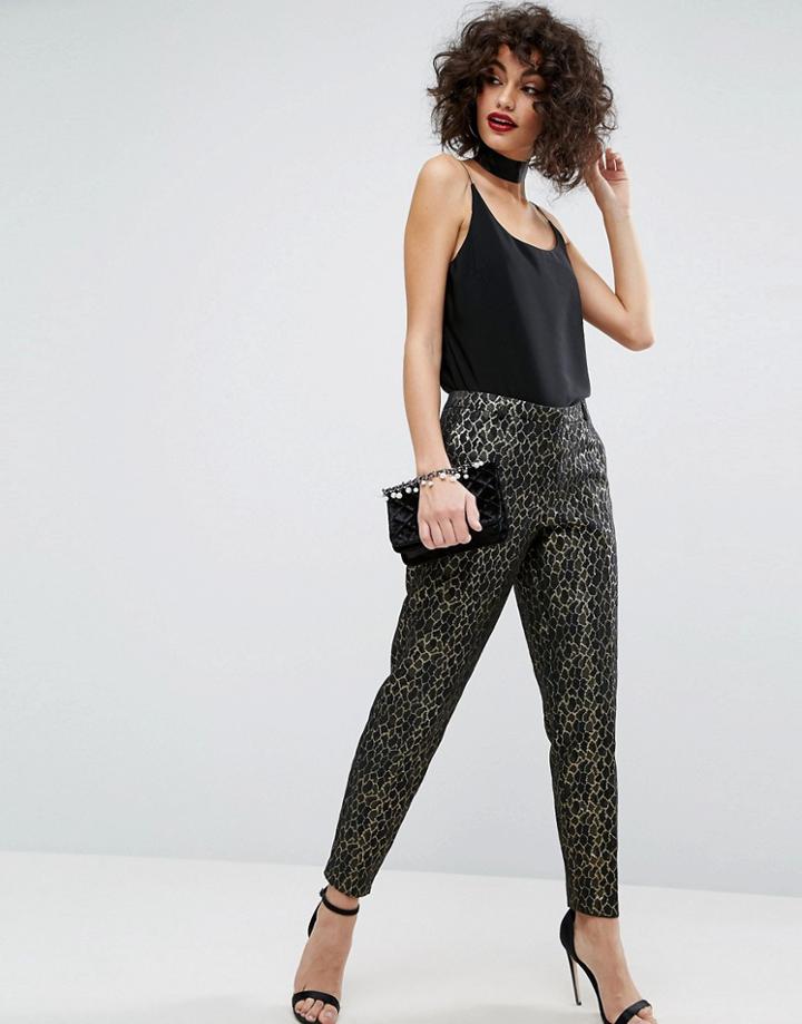 Asos Slim Pants In Metallic Animal Jacquard - Multi