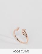 Asos Curve Rose Gold Plated Sterling Silver Open Stone Ring - Copper