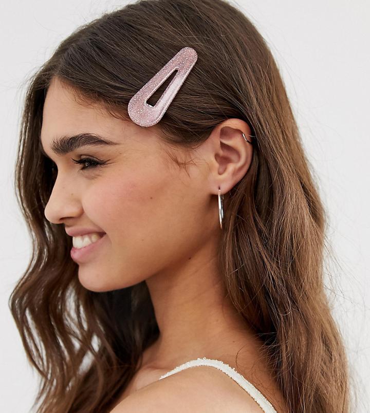 Designb London Large Pink Glitter Resin Hair Clip