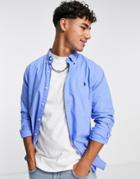 Polo Ralph Lauren Player Logo Slim Fit Garment Dyed Oxford Shirt In Blue