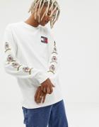 Tommy Jeans 6.0 Limited Capsule Long Sleeve Top With Back And Sleeve Crest Logo In White - White