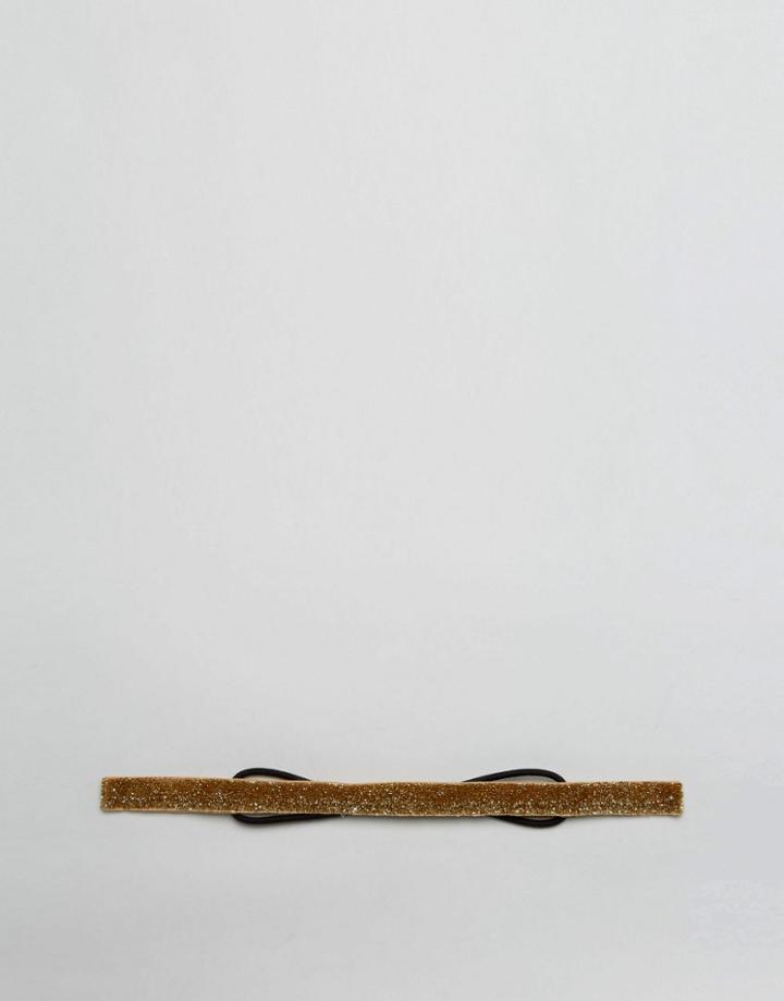 Asos Elasticated Headband In Gold Glitter - Gold