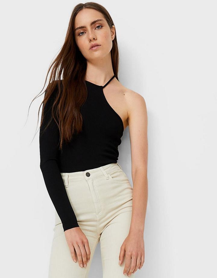 Stradivarius Asymmetric Top In Black