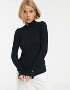 New Look Roll Neck Sweater With Studded Cuff Detail In Black