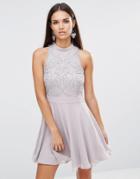 Lipsy Silver Beaded Dress - Silver