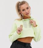 Reclaimed Vintage Inspired Crop Hoodie In Washed Neon - Yellow