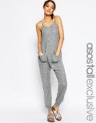 Asos Tall Lounge Strappy Hareem Jumpsuit - Gray Marl