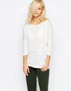 Selected Sahin 3/4 Sleeve Tunic Top In White - White