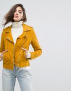 Goosecraft Soft Suede Biker Jacket - Yellow