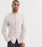 Asos Design Tall Skinny Fit Oxford Shirt In Light Pink With Grandad Collar