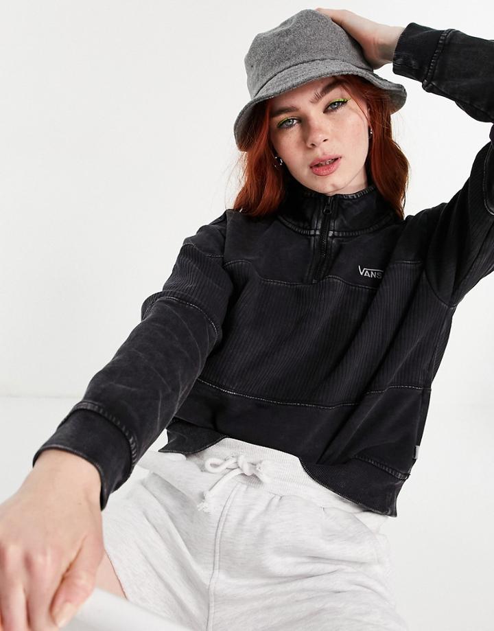 Vans Concrete Mock Zip Sweatshirt In Black