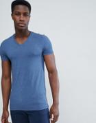 Asos Design Muscle Fit T-shirt With V Neck - Blue