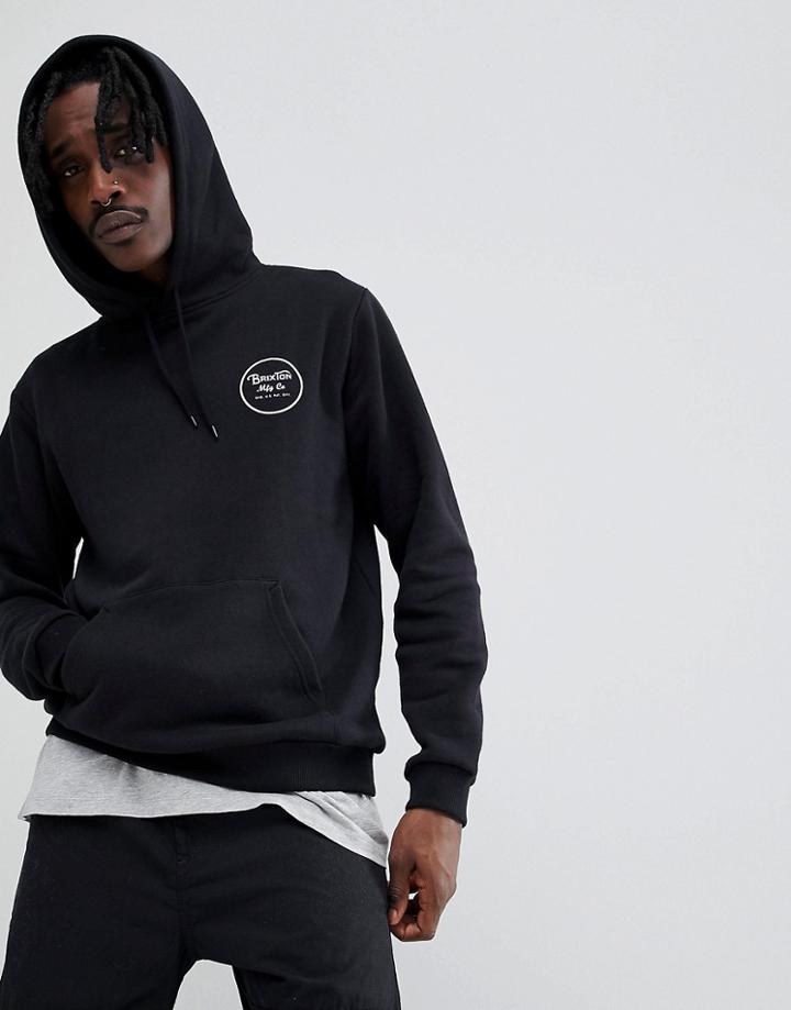 Brixton Wheeler Hoodie With Back Print - Black
