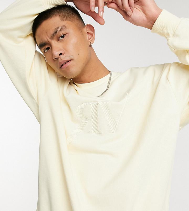 Reclaimed Vintage Inspired Unisex Sweatshirt With Tonal Logo In Cream-white
