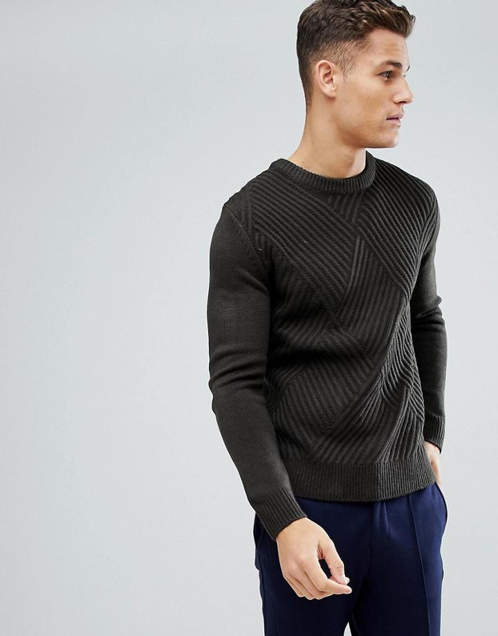 Stradivarius Rib Texture Sweater In Khaki - Green