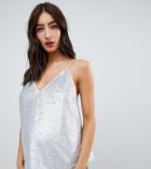Asos Design Maternity Sequin Cami With Strap Detail - Silver