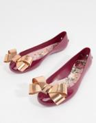 Ted Baker Maroon Bow Detail Ballet Shoes - Red