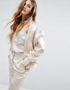 Vila Sateen Bomber Jacket - White