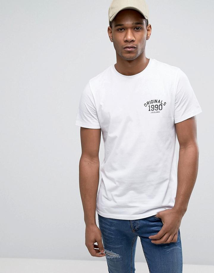 Jack & Jones Originals Crew Neck T-shirt With Chest Logo - White
