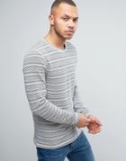 Jack & Jones Vintage Knitted Sweater With Stripe Detail - Gray
