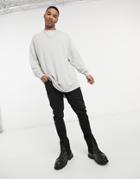 Asos Design Oversized Super Soft Viscose Sweatshirt With Curved Hem In Gray-grey