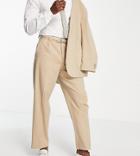New Look Relaxed Fit Suit Pants In Tan-brown