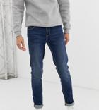 Asos Design Tall Skinny Jeans In Dark Wash-blue