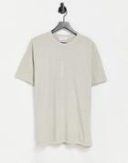 Topman Oversized T-shirt With Vertical Everywhere Print In Stone-neutral