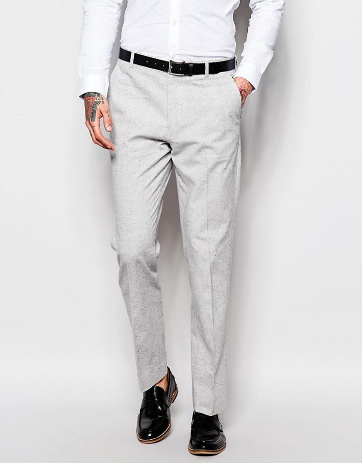 Asos Slim Suit Pants In Gray Nepp Fabric - Gray