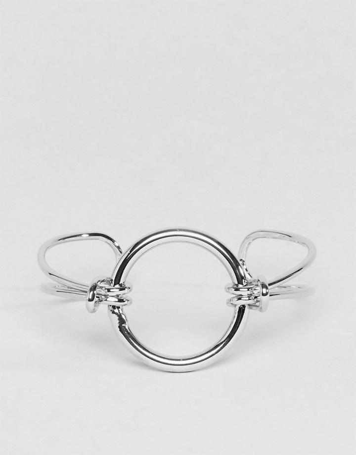 Asos Knot And Open Circle Cuff Bracelet - Silver