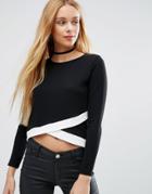 Daisy Street White Trim Sweatshirt - Black