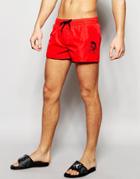 Diesel Swim Shorts In Shorter Length - Red