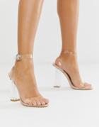 Public Desire Alia Clear Strap Heeled Sandals - Beige