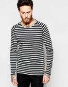 Nudie Long Sleeve Top Otto Stripe Raglan - Gray