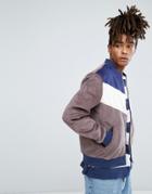 Asos Bomber Jacket In Cord With Chevron In Charcoal - Gray