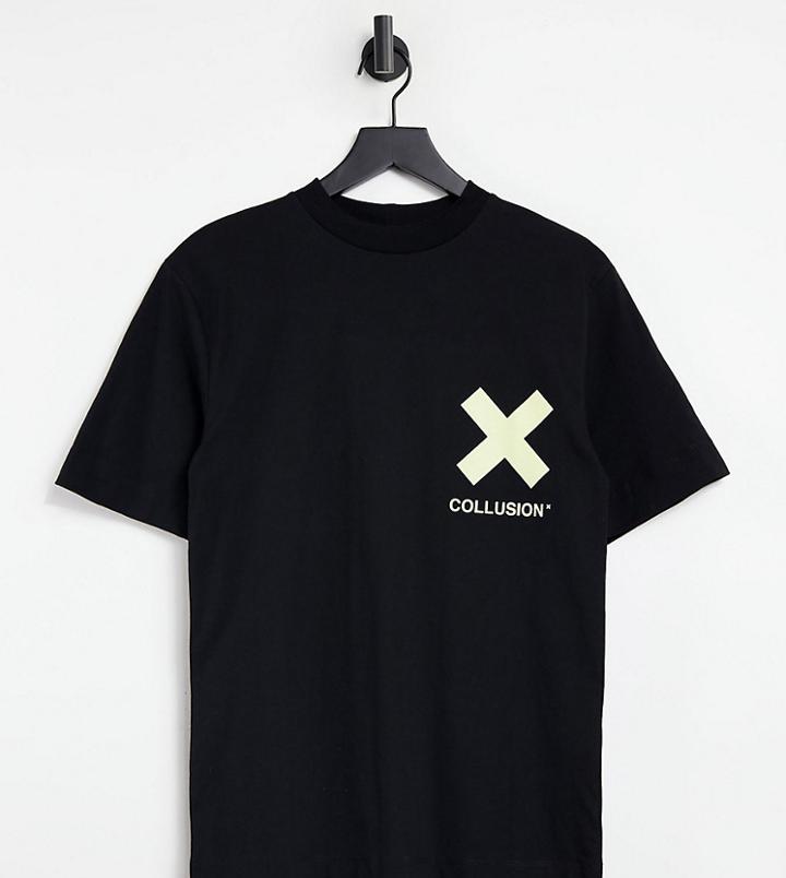 Collusion Unisex T-shirt With Logo Print In Black