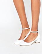 Miss Kg Amber White Mid Heeled Ankle Strap Shoes - White