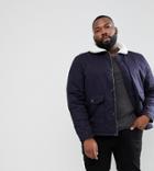 Another Influence Plus Flight Jacket With Fleece Collar - Navy