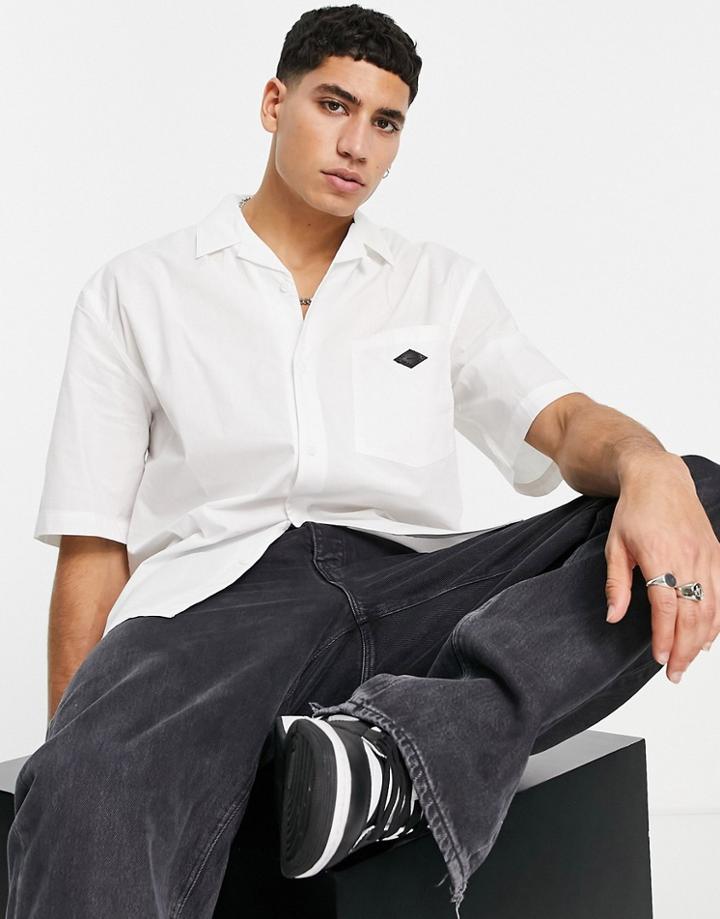 Topman Short Sleeve Revere Shirt In White