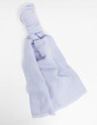 Asos Design Supersoft Long Woven Scarf With Raw Edge In Ice Blue-blues