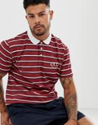 Asos Design Relaxed Polo In Stripe With Roman Numeral Print - Purple