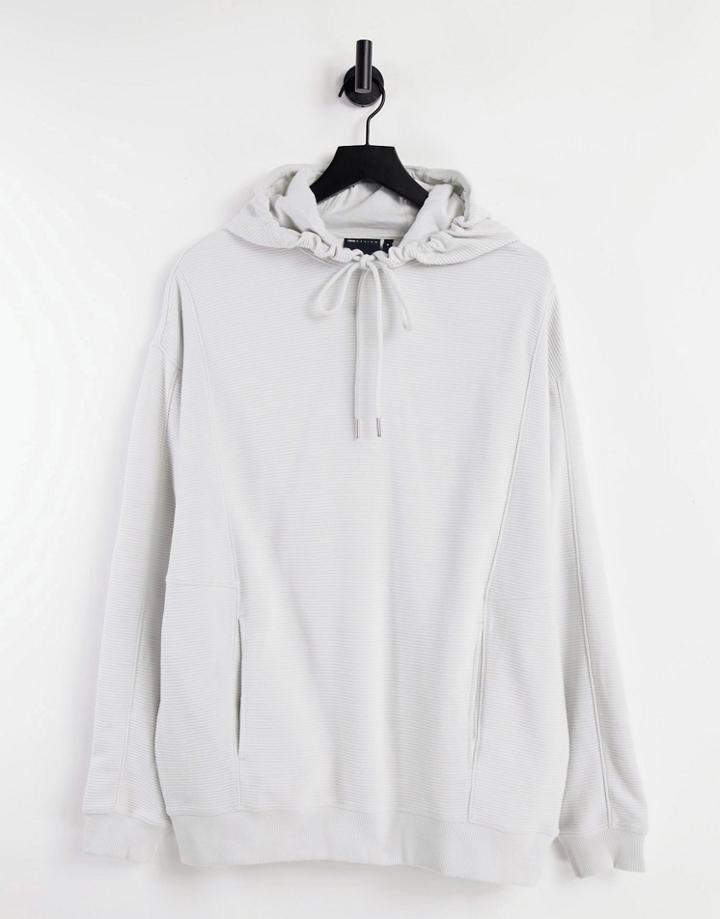 Asos Design Oversized Hoodie With Panel Detail In Gray Rib - Part Of A Set-grey