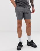 Asos Design Skinny Smart Shorts In Blue Herringbone - Blue