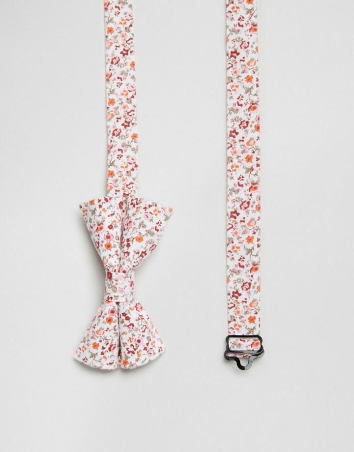 Asos Bow Tie In Ditsy Floral - Red