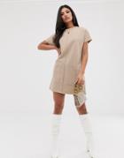 Asos Design Exposed Seam Super Soft Shirt Dress - Beige