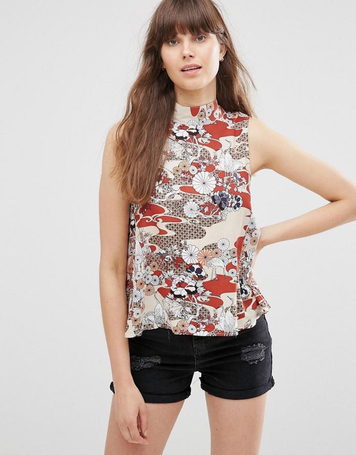 Vero Moda Lei Sleeveless Top In Floral Print - Henna