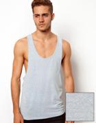 Asos Tank With Extreme Racer Back And Speckle Jersey - Blue